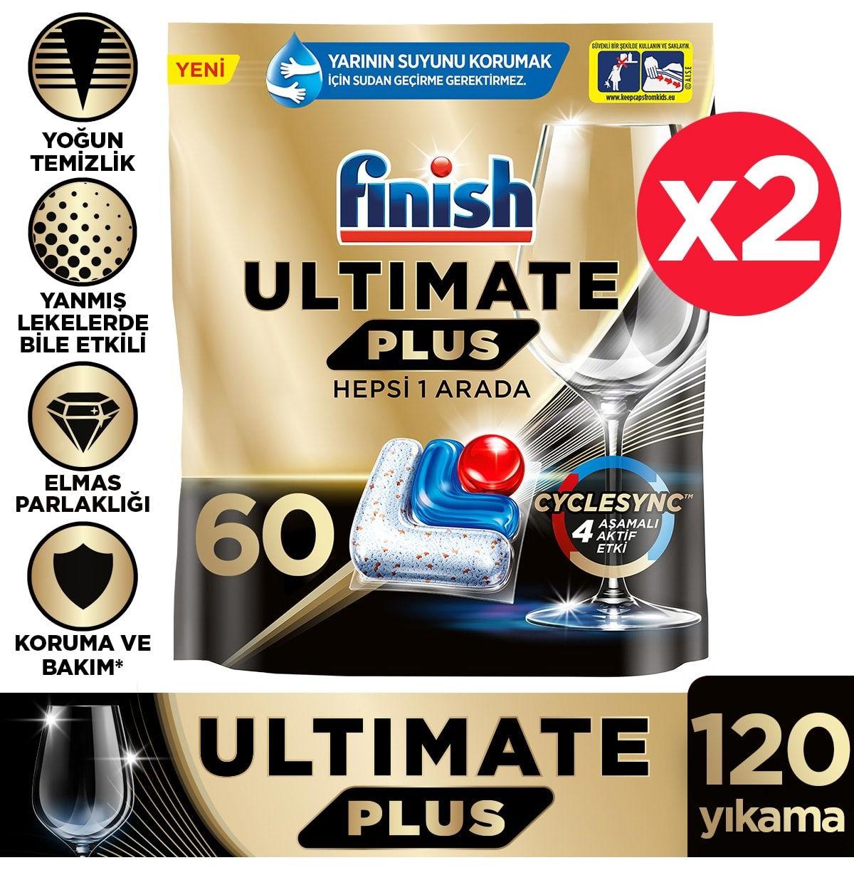 Finish Ultimate Plus Bulaşık Makinesi Deterjanı Tableti 60 li x 2 Adet