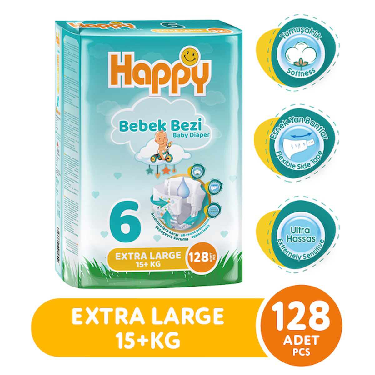 Happy Bebek Bezi Extra Large 6 No 32 li x 4 Adet