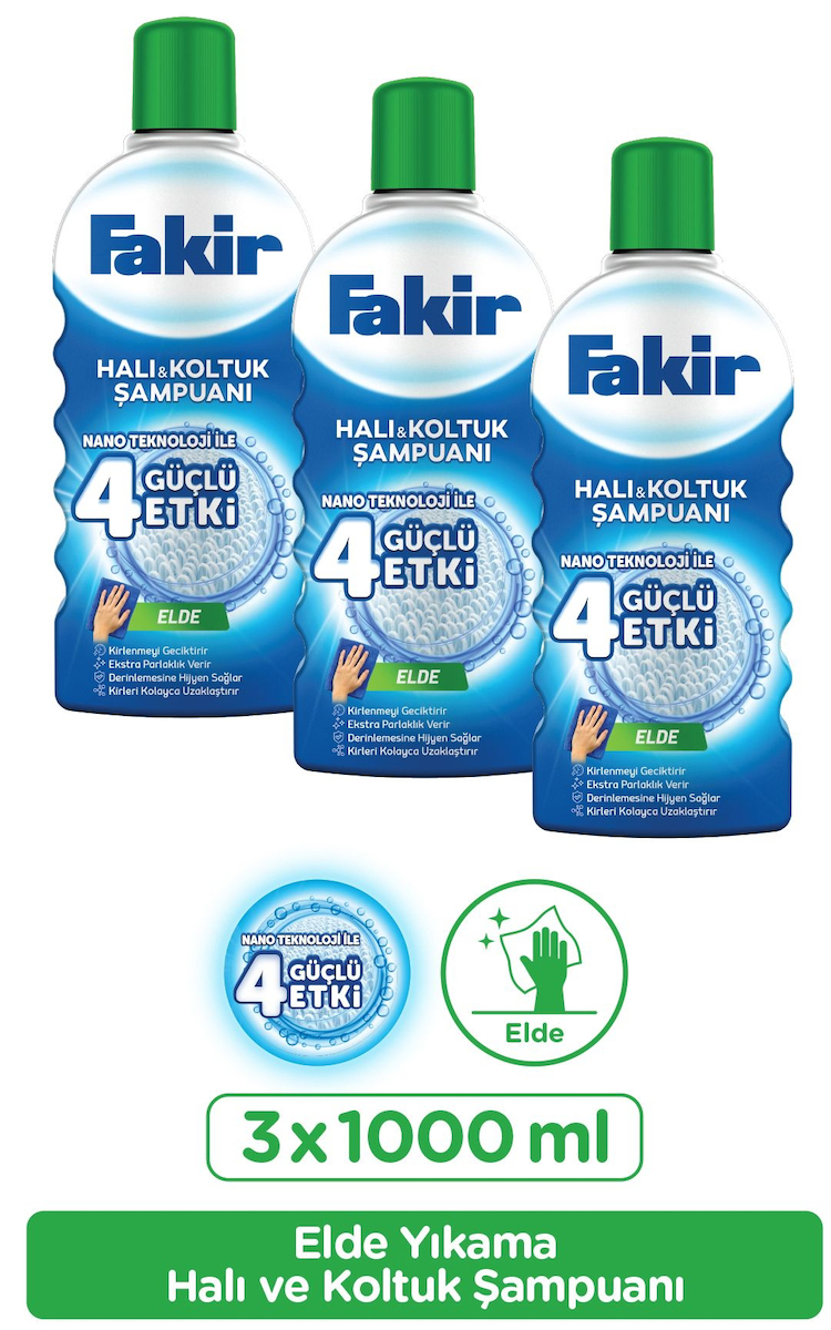 Fakir Elde Nano Teknolojili Halı ve Koltuk Şampuanı 1000 ml x 3 Adet