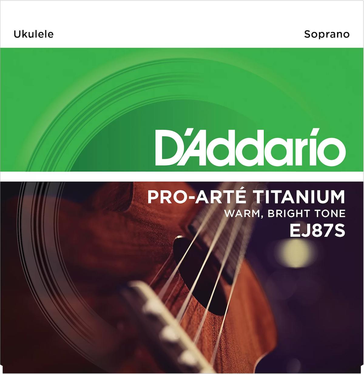 Daddarıo Ej87s Ukulele Tel Seti, Soprano, Tıtanıum, Warm Brıght T