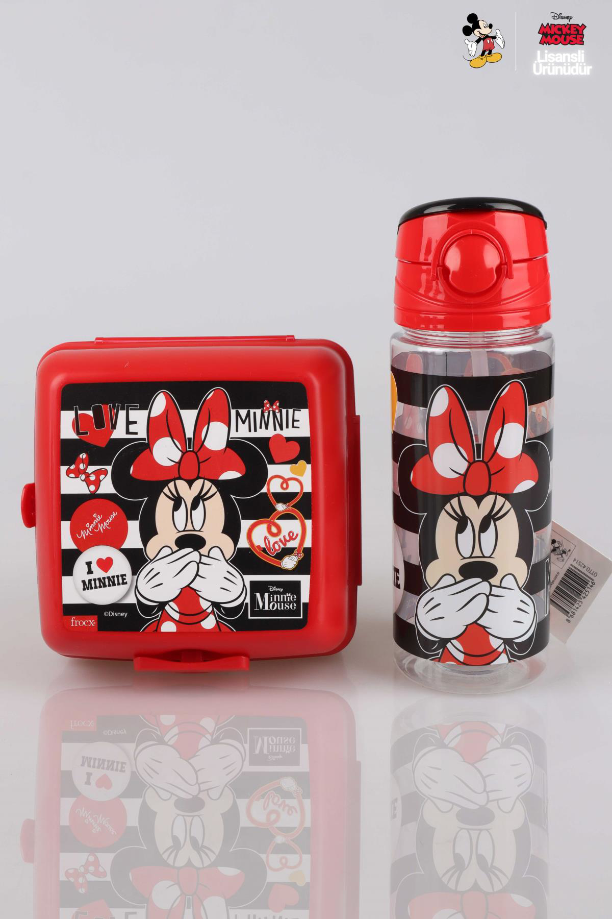 YENİ SEZON LİSANSLI MINNIE MOUSE BESLENME KABI VE TRITAN MATARA 500 ML BESLENME SETİ