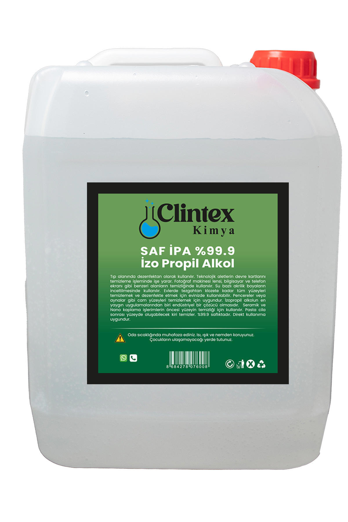 Clintex Kimya Saf İpa %99.9 İzopropil Alkol 5 Litre