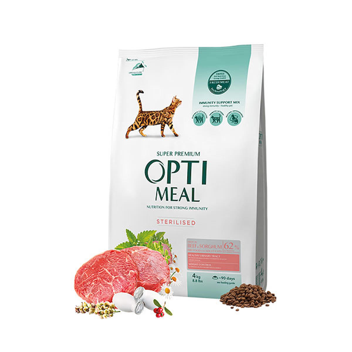 Optimeal Süper Premium Dana Etli-Sorgumlu Kısır Kedi Maması 4 Kg 459-C6434