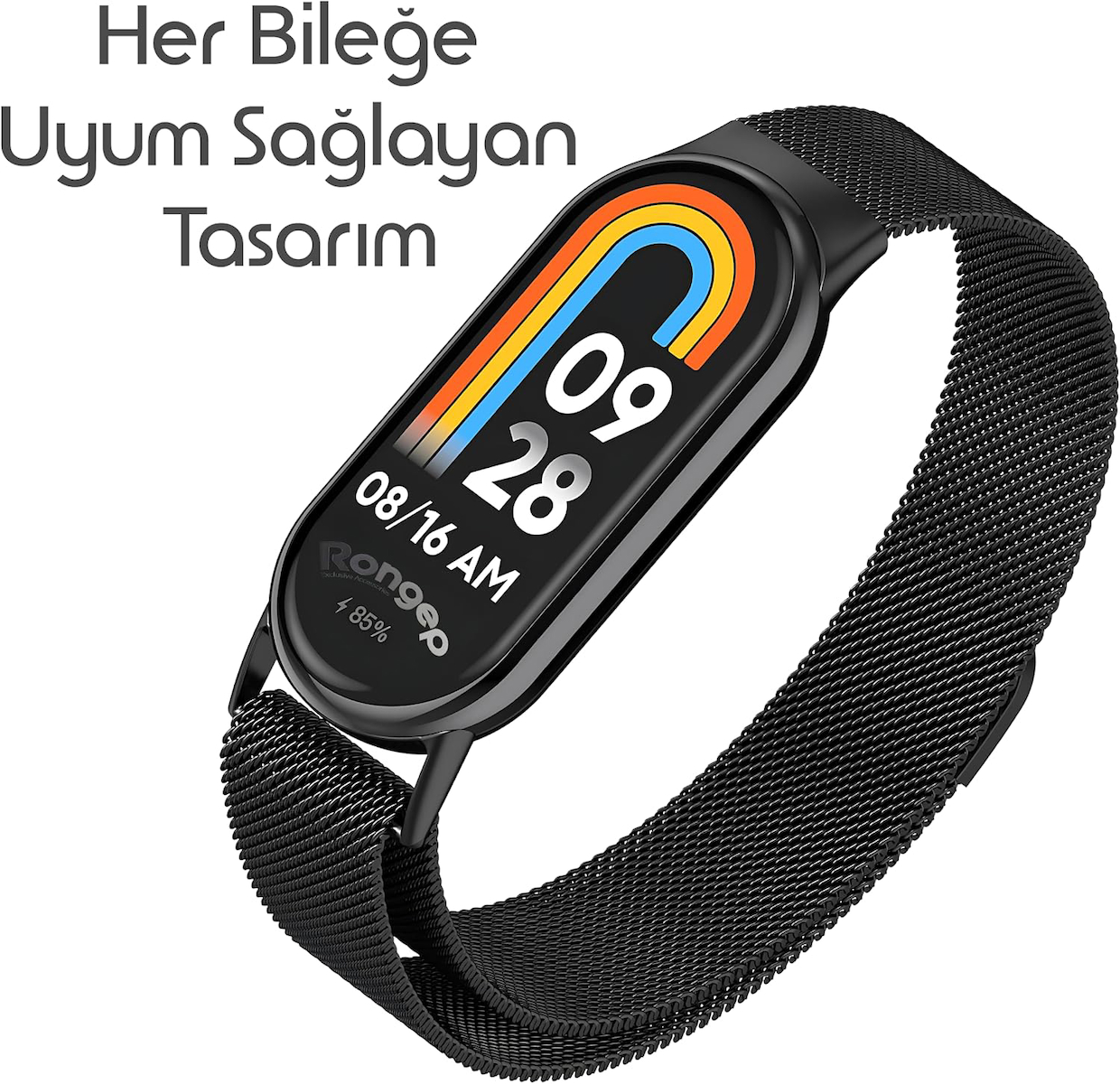 Xiaomi ile Uyumlu Mi Band 10/9/8 İçin Milano Loop Metal Hasırlı Kordon Manyetik Tasarımlı Terletmeyen Hafif Yapılı Bileğe Göre Ayarlanabilen Deformasyona Dayanıklı Paslanmaz Kayış