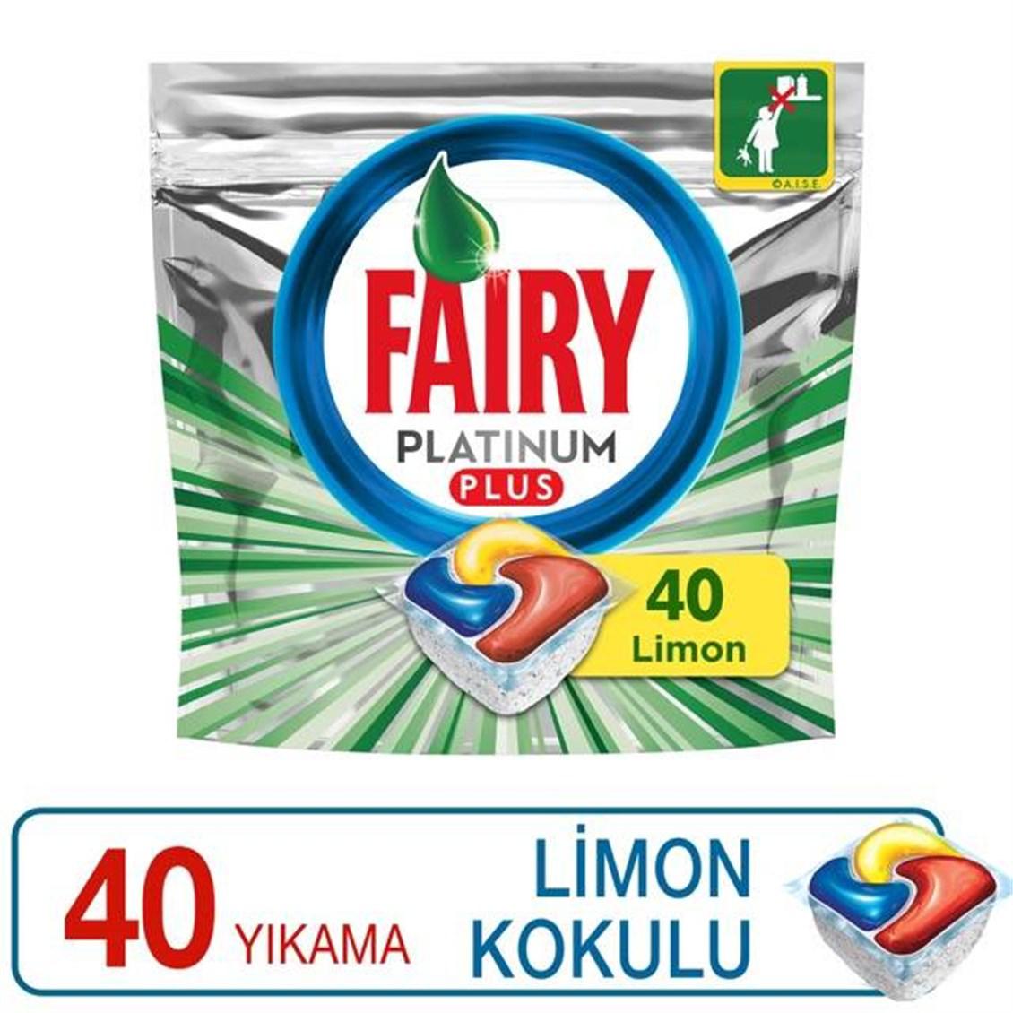 Fairy Platinum Plus Limon Kokulu 40 Yıkama Tablet Bulaşık Makinesi Deterjanı 40 Adet 