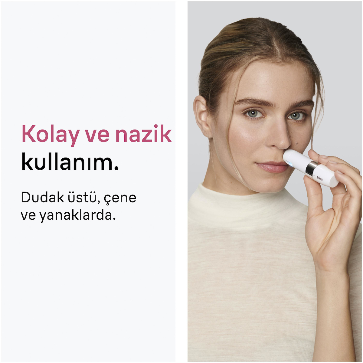 Braun FS1000 Mini Yüz Tüy Alma Makinesi Pil Ve Temizleme Fırçası, Seyahat Boy, Kablosuz Kullanım