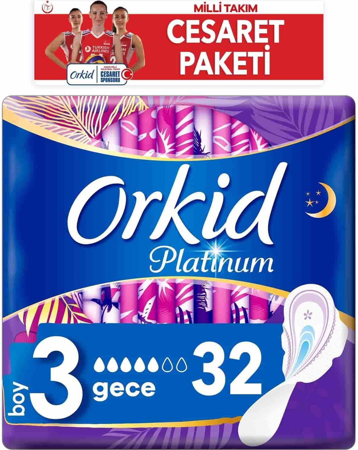 Orkid Platinum Gece 32 Adet Milli Takım Cesaret Paketi Hijyenik Ped