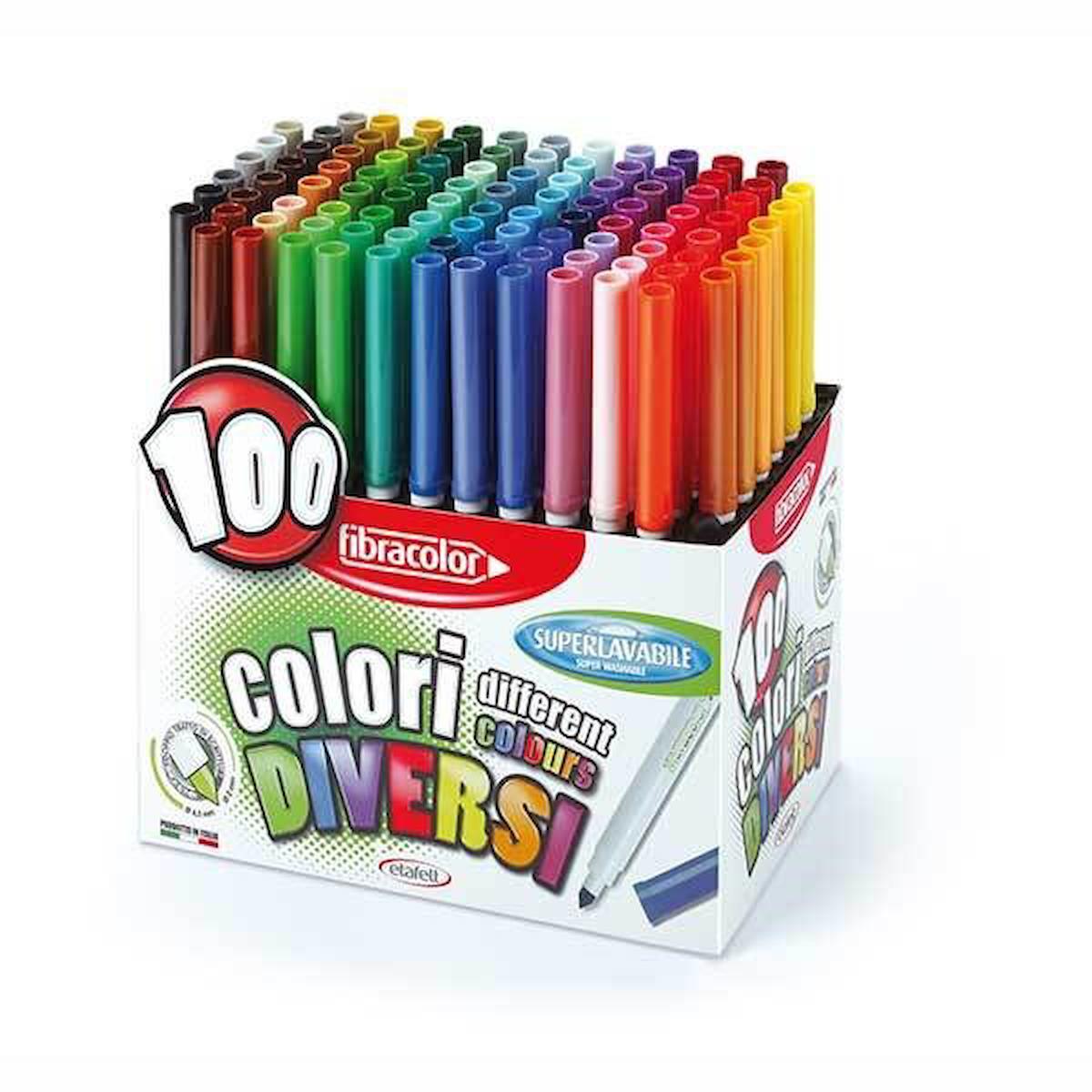 Fibracolor Colori Diversi 100 Renk Marker Keçeli Kalem Seti