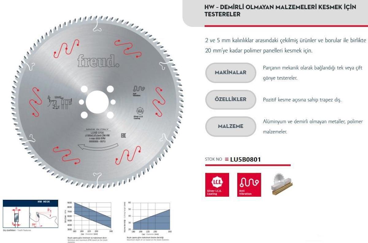 FreudLU5B 0801 300X30X3,0 mm Alümimyum Testere 96 Diş