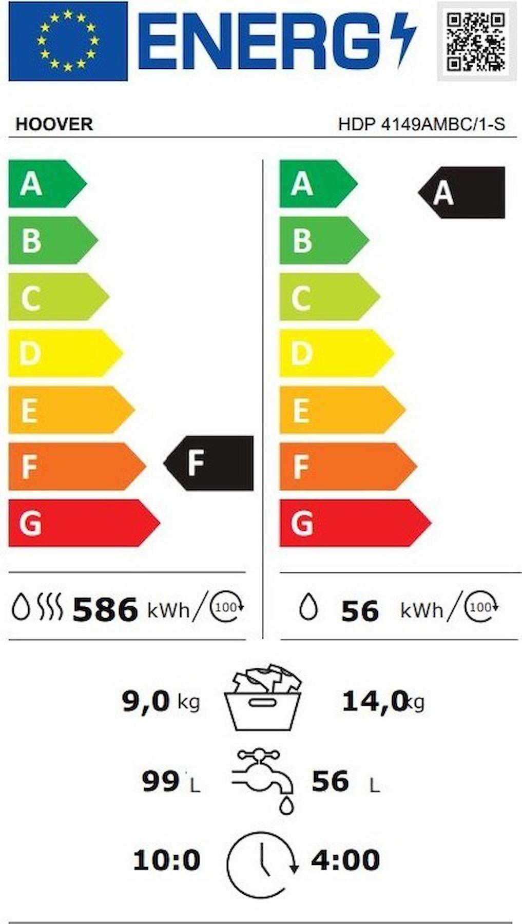 Hoover HDP4149AMBC/1-S 1400 Devir 14 kg Çamaşır Makinesi
