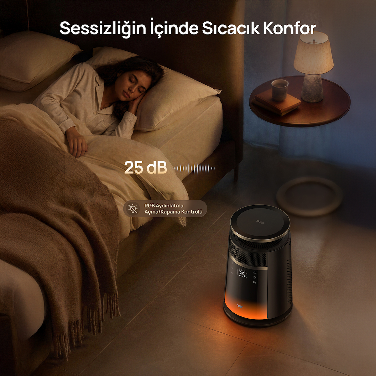720S Akıllı Seramik Isıtıcı 2000W 360° Isıtma Uzaktan Kumanda Hassas Sıcaklık Ayarı Güvenli Düşük Ses