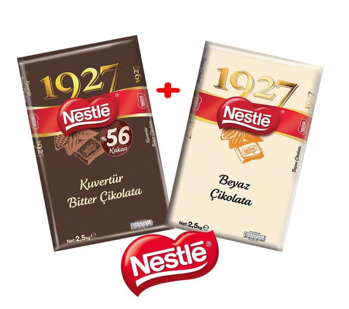 Nestle 1927 Kuvertür Bitter + Beyaz  Çikolata - Her biri 2,5 Kg - Toplam 5 kg