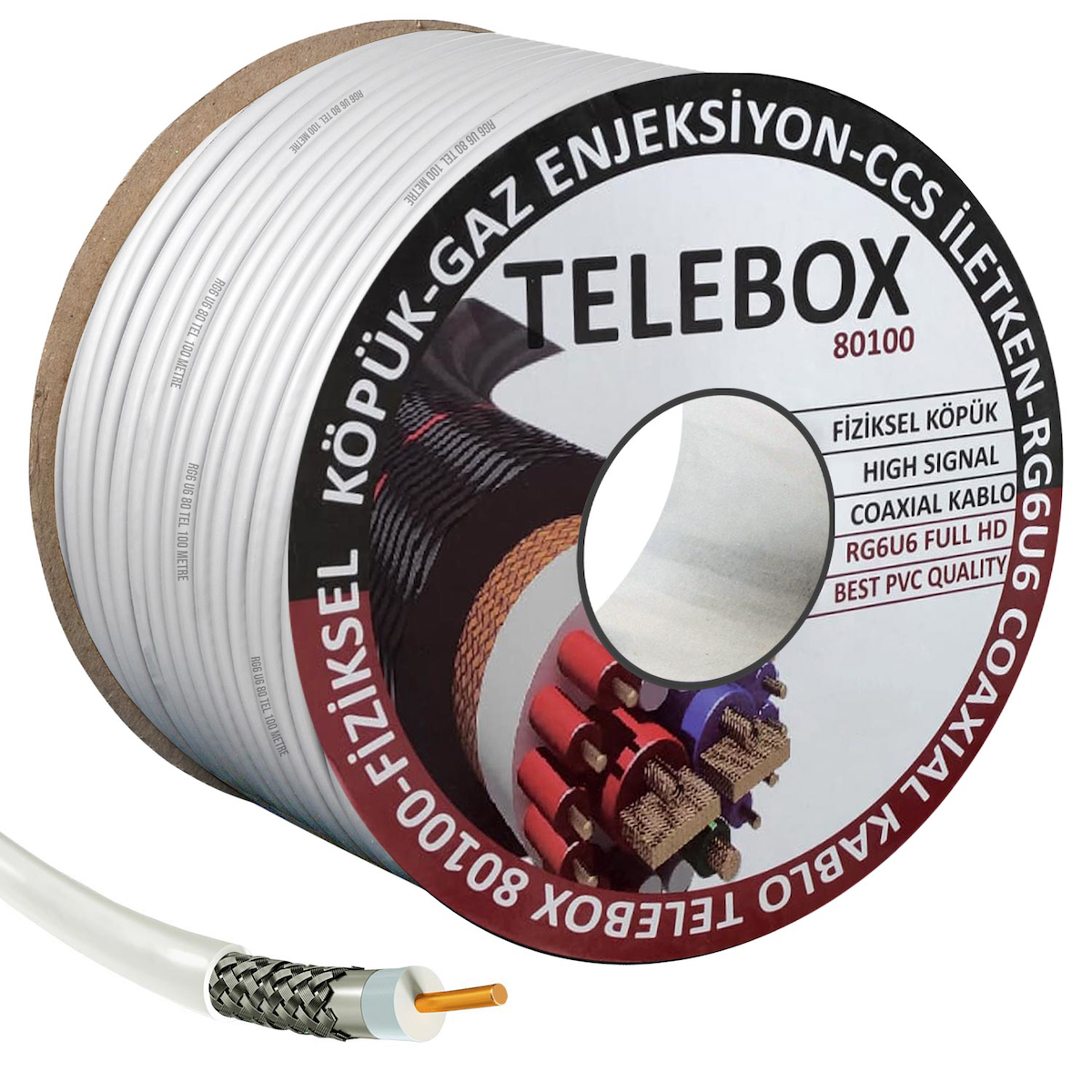 Telebox Anten Kablosu Rg6 U4 80 Tel 100 Metre