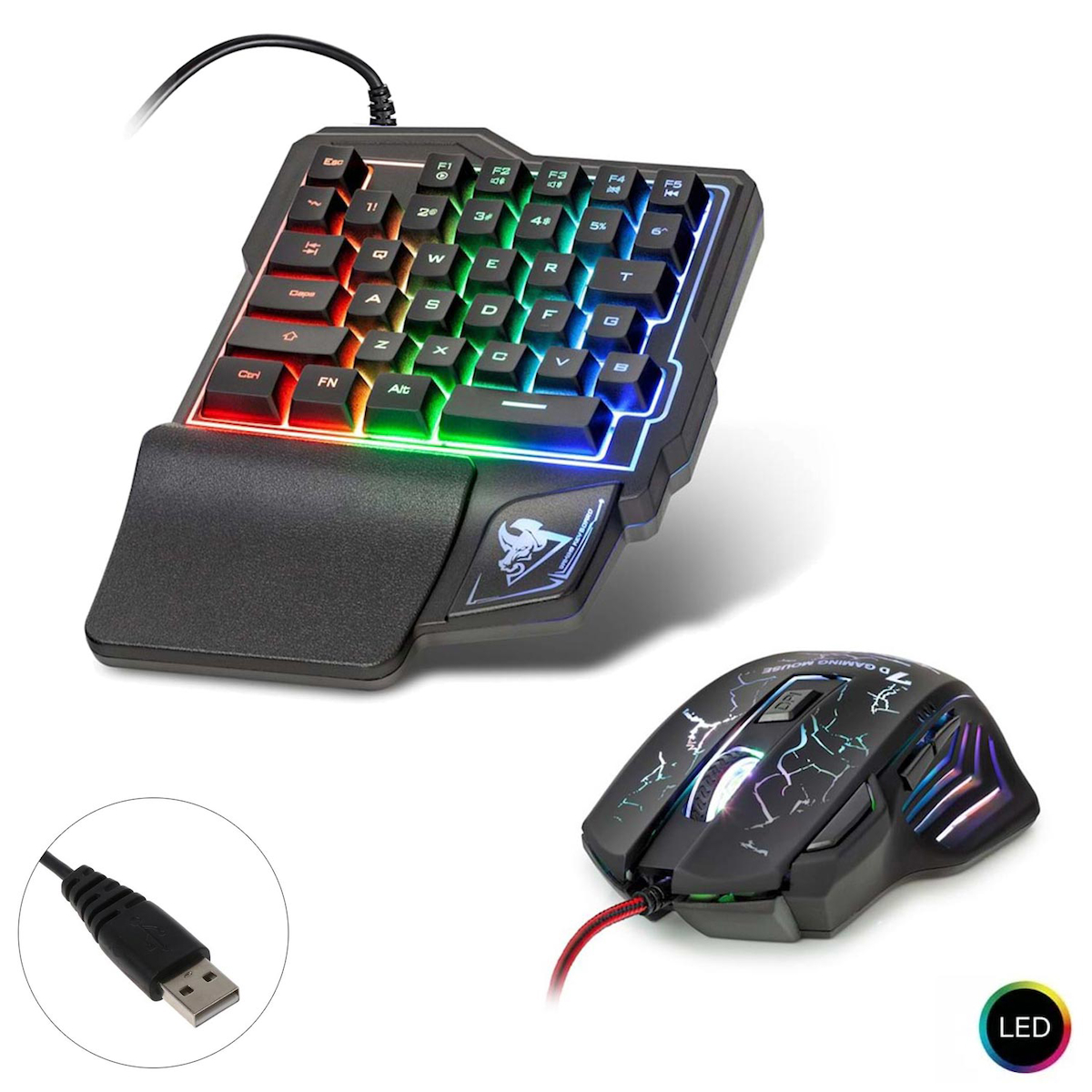 NOVATOR G-506 Kablolu Oyuncu Klavye Ledli Q Tek El + Mouse Seti