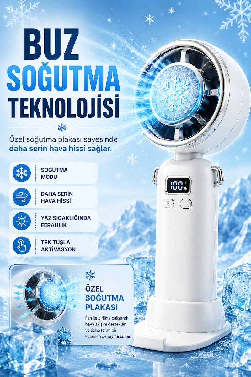 Taşınabilir El Vantilatörü ve Masaüstü Fanı, 200 Kademeli Ayarlanabilir Hız, Dijital Ekranlı, Şarj Edilebilir Mini Fan, Çıkarılabilir Masaüstü Standlı, Sessiz Güçlü Soğutucu Fan