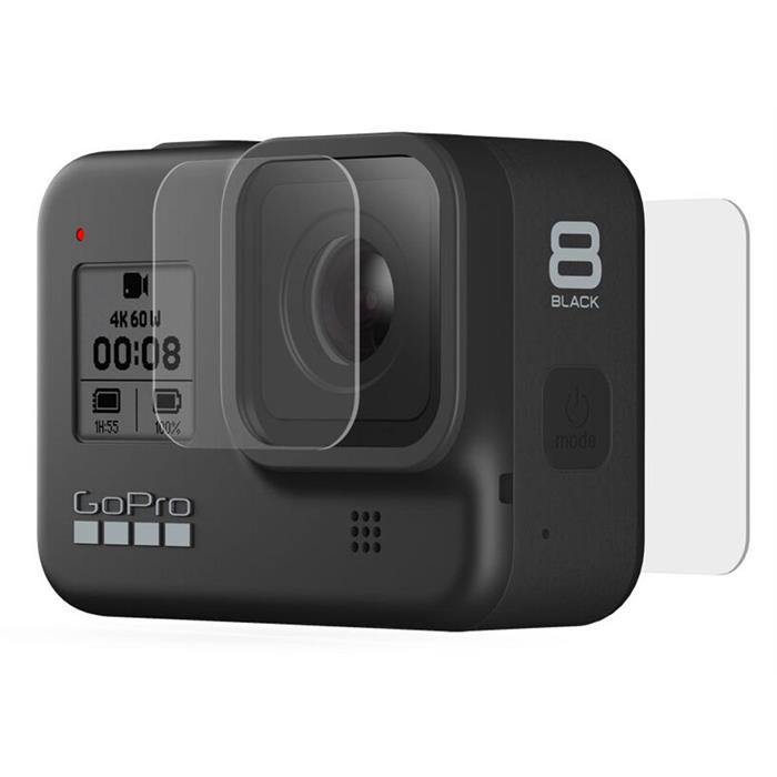 Gopro Tempered Glass Lens + Screen Protectors Ekran + Lens Koruyucu Dayanıklı Cam Filtre (Hero8 Black)