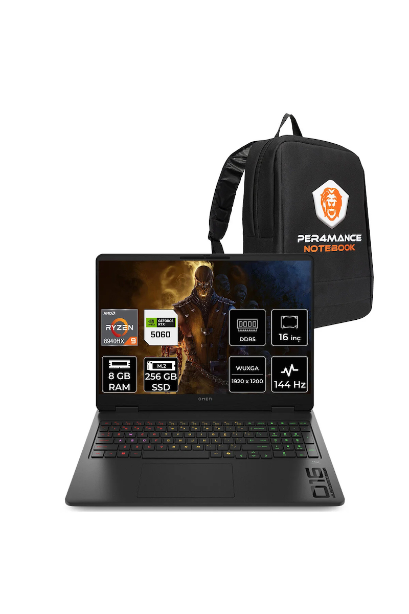 Omen 16 Ryzen 9 8940HX 8GB 256GB SSD RTX5060/8GB 16″ WUXGA 144Hz FDOS Gaming Laptop