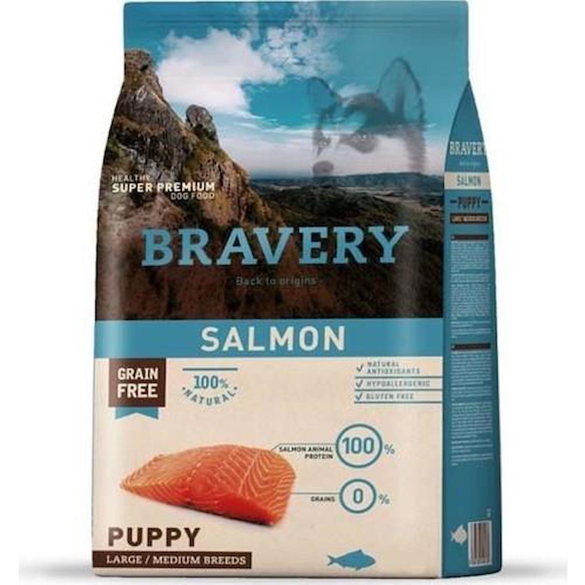 Bravery Somonlu Orta ve Büyük Irk Yavru Köpek Maması 4 Kg