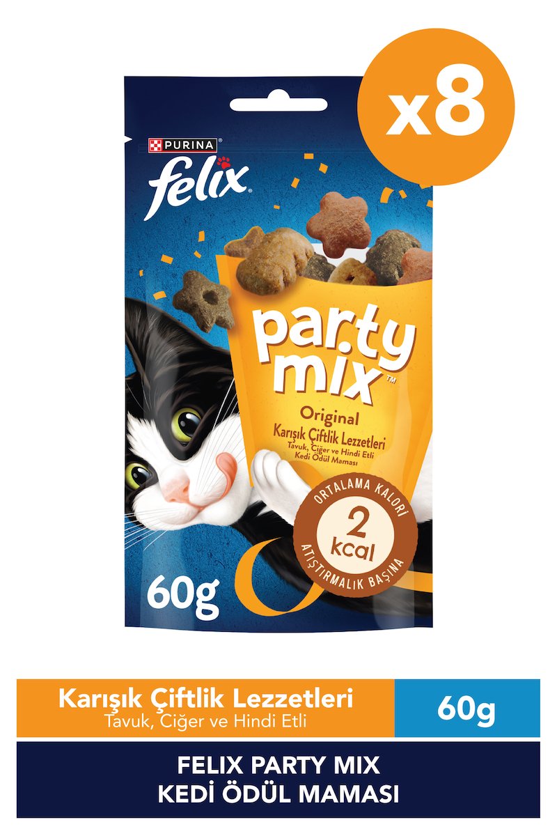 Felix Party Mix Karışık Çiftlik Lezzetleri Kedi Ödül Maması x8