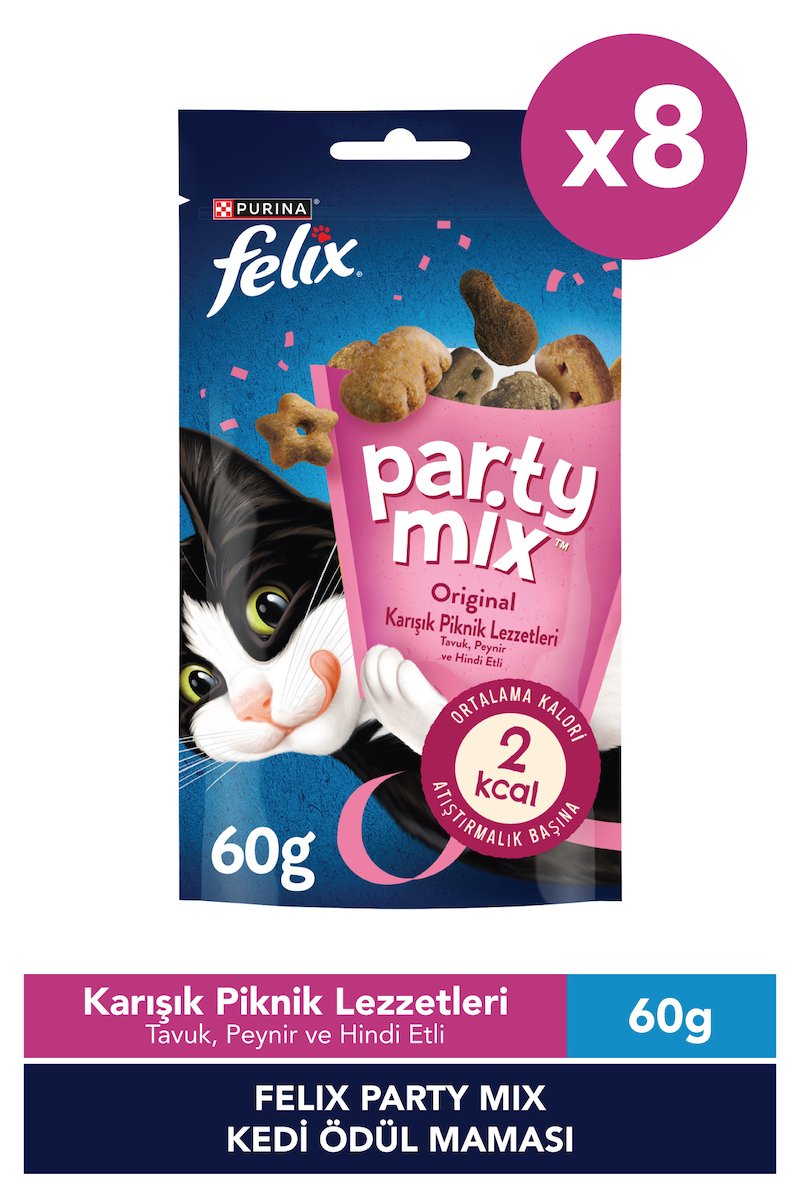 Felix Party Mix Karışık Piknik Lezzetleri Kedi Ödül Maması x8