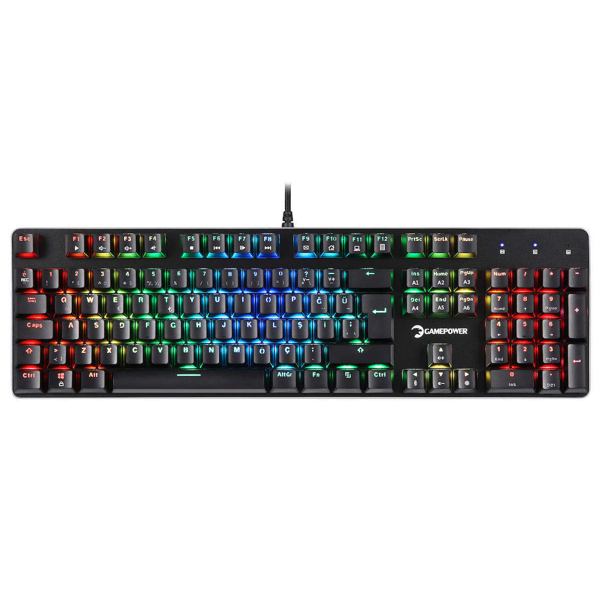 GamePower Ogre RGB 60M Red Switch Türkçe Q USB Mekanik Gaming Klavye