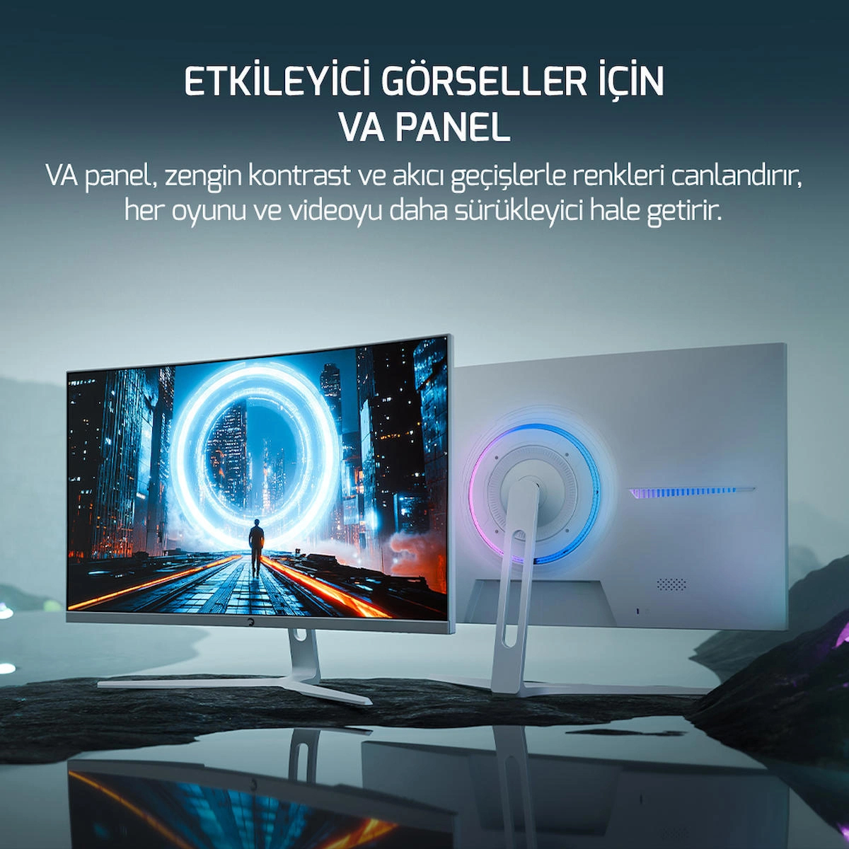 GamePower Vivid T50 27” 1500R Curved RGB Beyaz 200Hz 0.5ms FHD 2x2W Speaker VA Gaming Monitör (Sıfır Ölü Piksel Garantili)