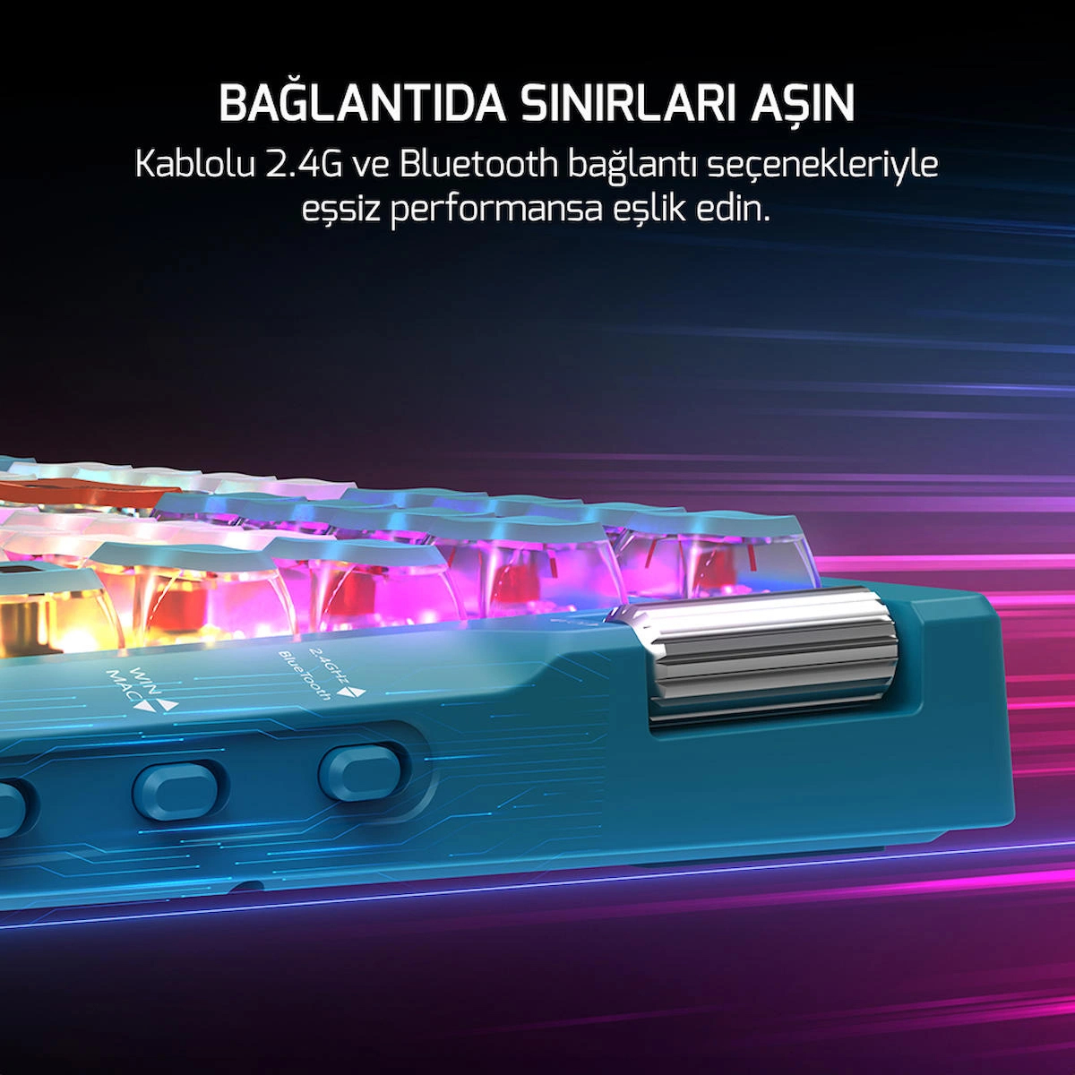 GamePower Sense TKL RGB Wireless/Bluetooth/Kablolu Mekanik Red Switch Gaming Klavye – 3 Yıl Garantili