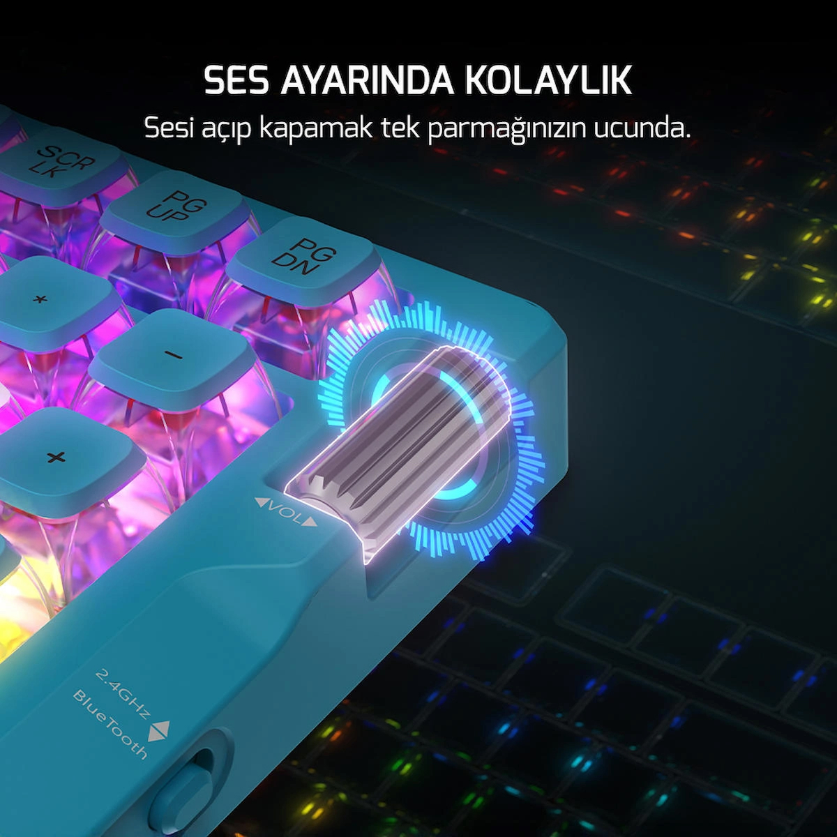 GamePower Sense TKL RGB Wireless/Bluetooth/Kablolu Mekanik Red Switch Gaming Klavye – 3 Yıl Garantili