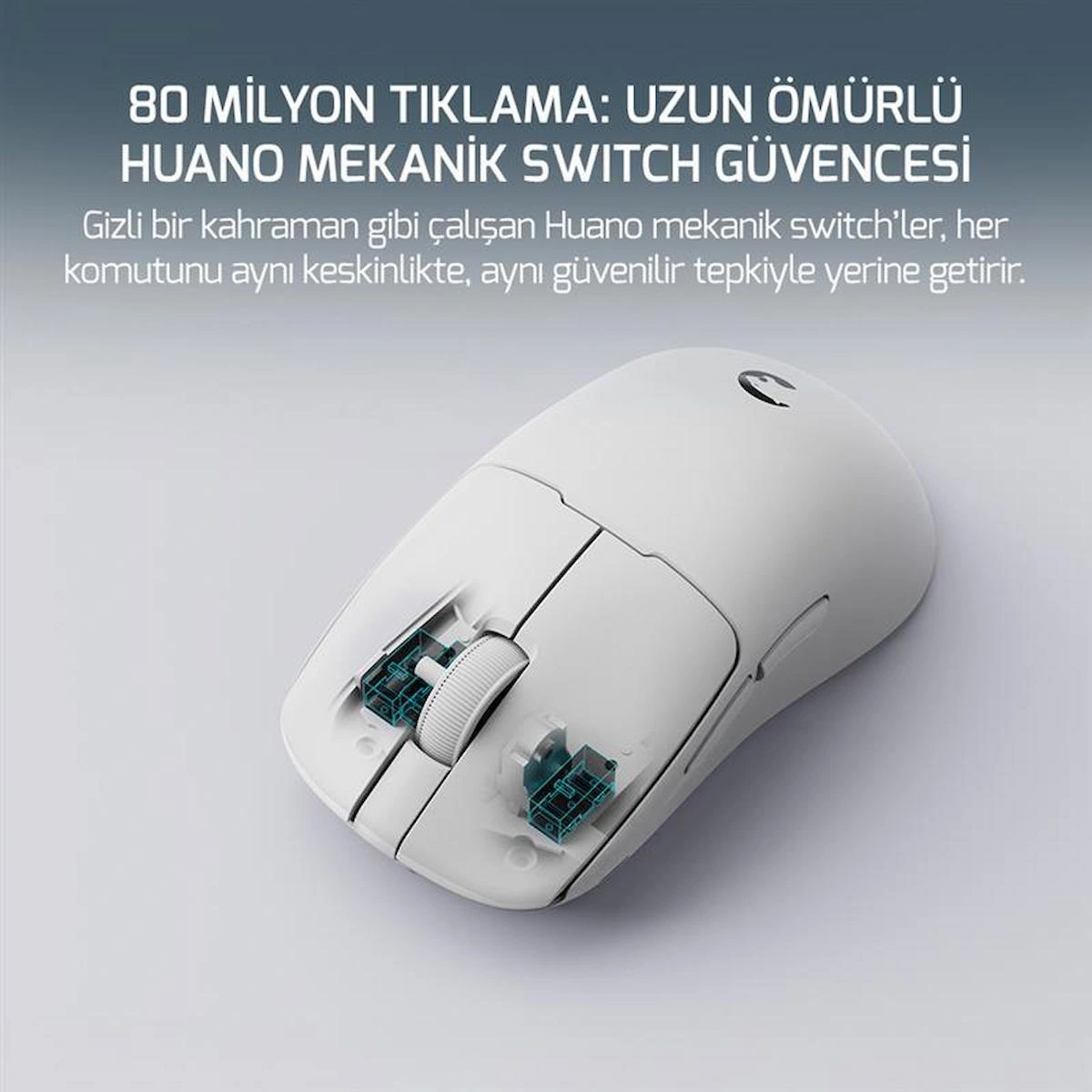 GamePower Radus 12.000DPI Triple Mode (Kablolu/Bluetooth/2.4G) Beyaz Gaming Mouse (Grip Tape Hediyeli)