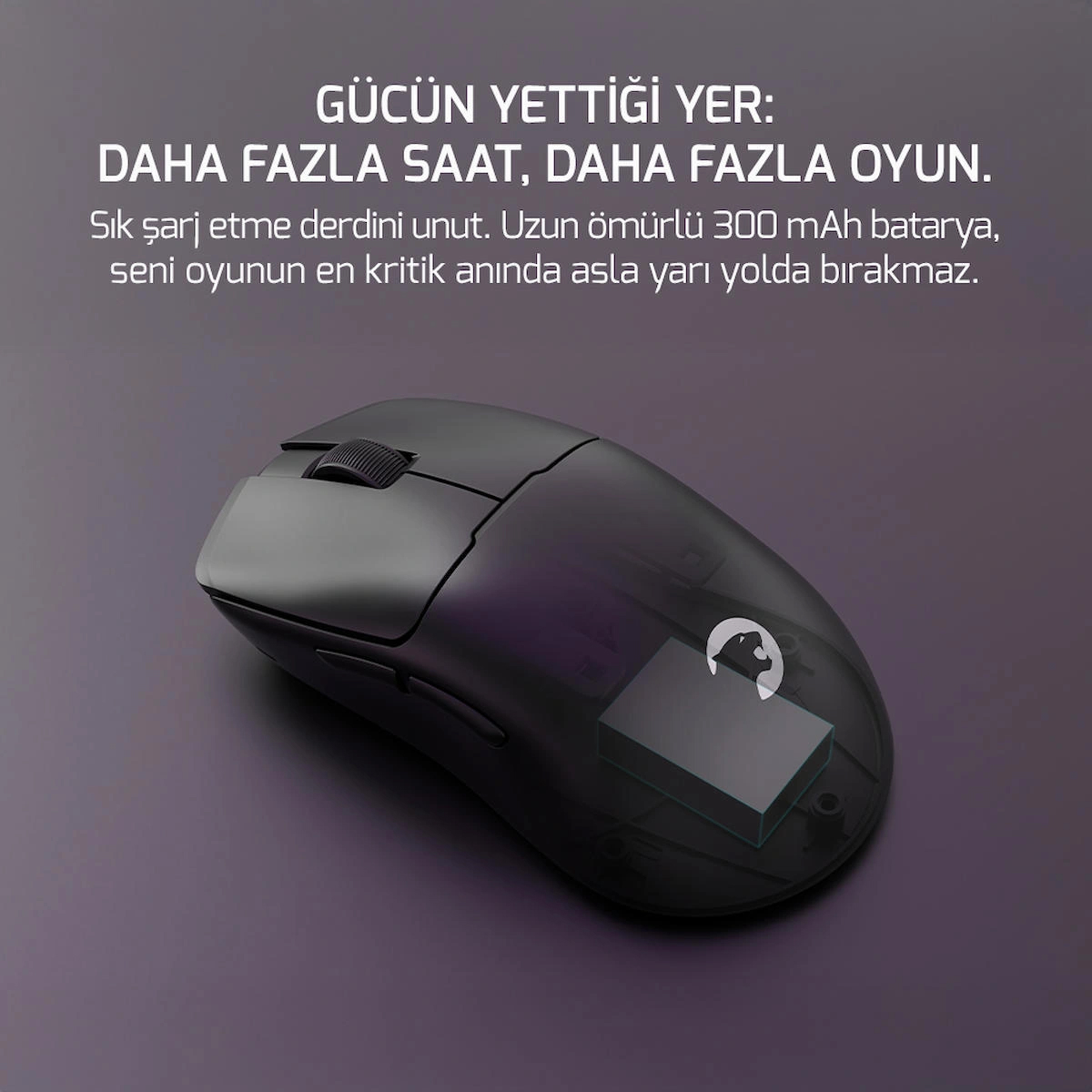 GamePower Radus 12.000DPI Triple Mode (Kablolu/Bluetooth/2.4G) Siyah Gaming Mouse (Grip Tape Hediyeli)