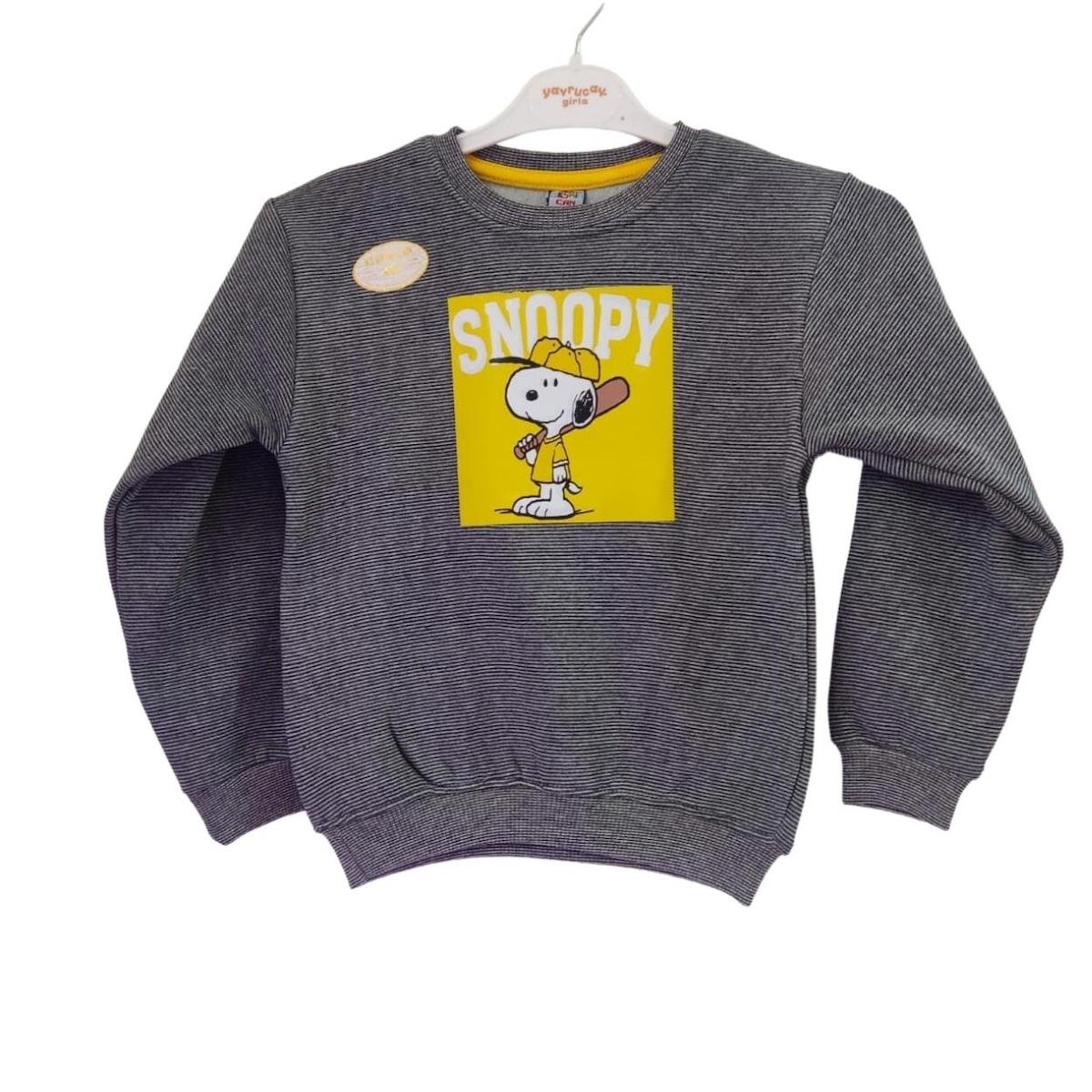 KESKİN ÜÇ İP ŞARDONLU SNOOPY BASKILI ERKEK ÇOCUK SWEAT