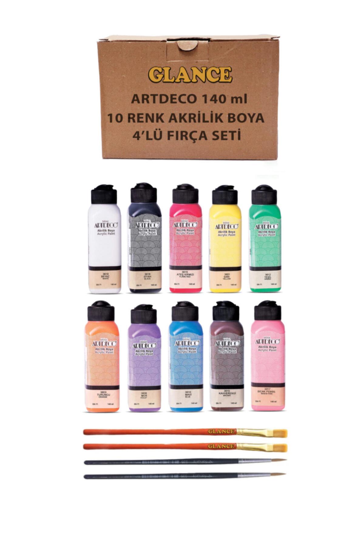 Artdeco 140 Ml Ana Renkler Akrilik Boya 10'lu Set- Fırça