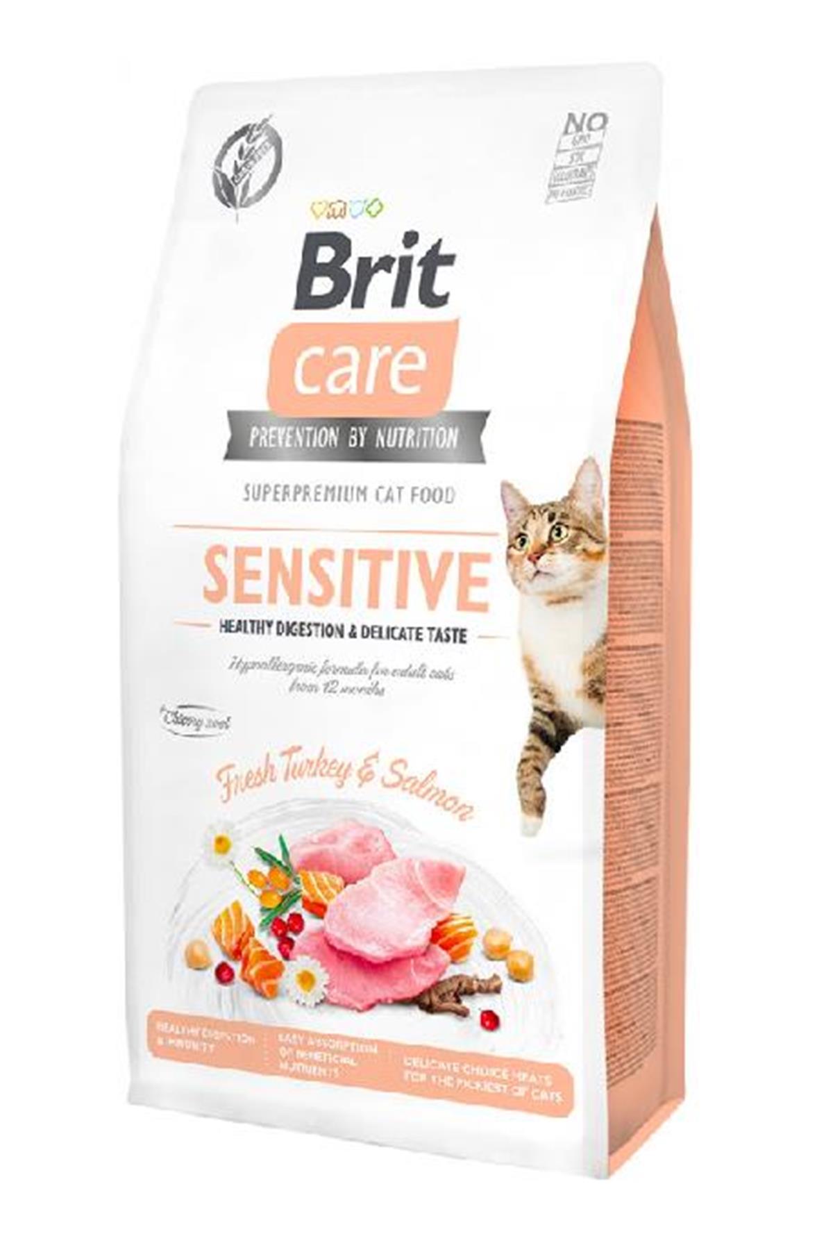 Brit Care Sensitive Hypo-Allergenic Sindirim Sistemi Destekleyici Tahilsiz Yetiskin Kedi Mamasi 7 kg