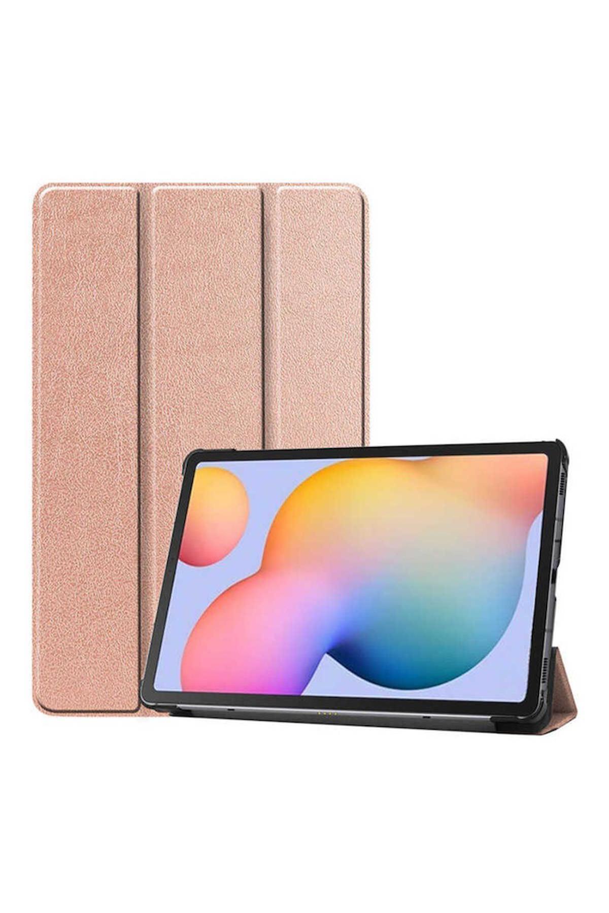 Samsung Galaxy Tab A T580 10.1 Uyumlu Tablet Kılıfı Smart Cover Standlı Kılıf Rose Gold