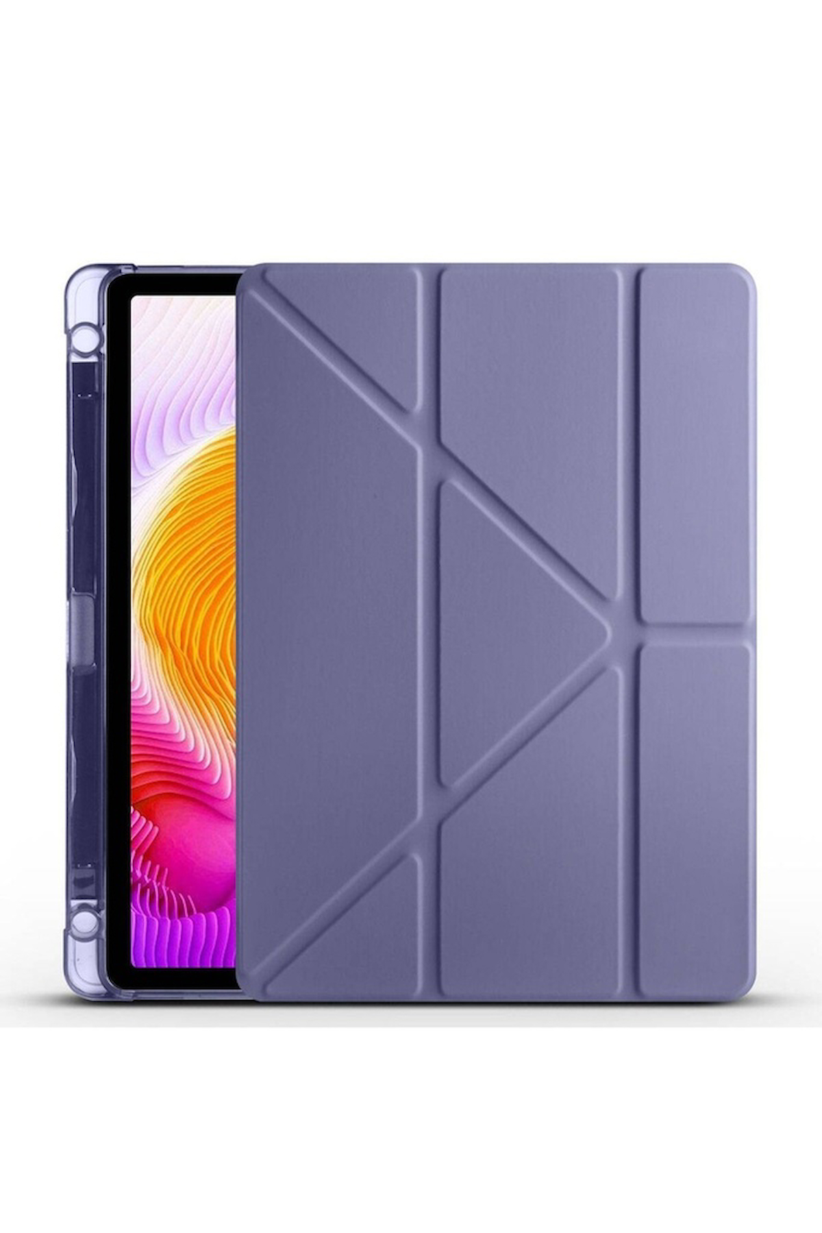 Xiaomi Redmi Pad SE Uyumlu Kılıf Zore Tri Folding Kalem Bölmeli Standlı Kılıf Mor