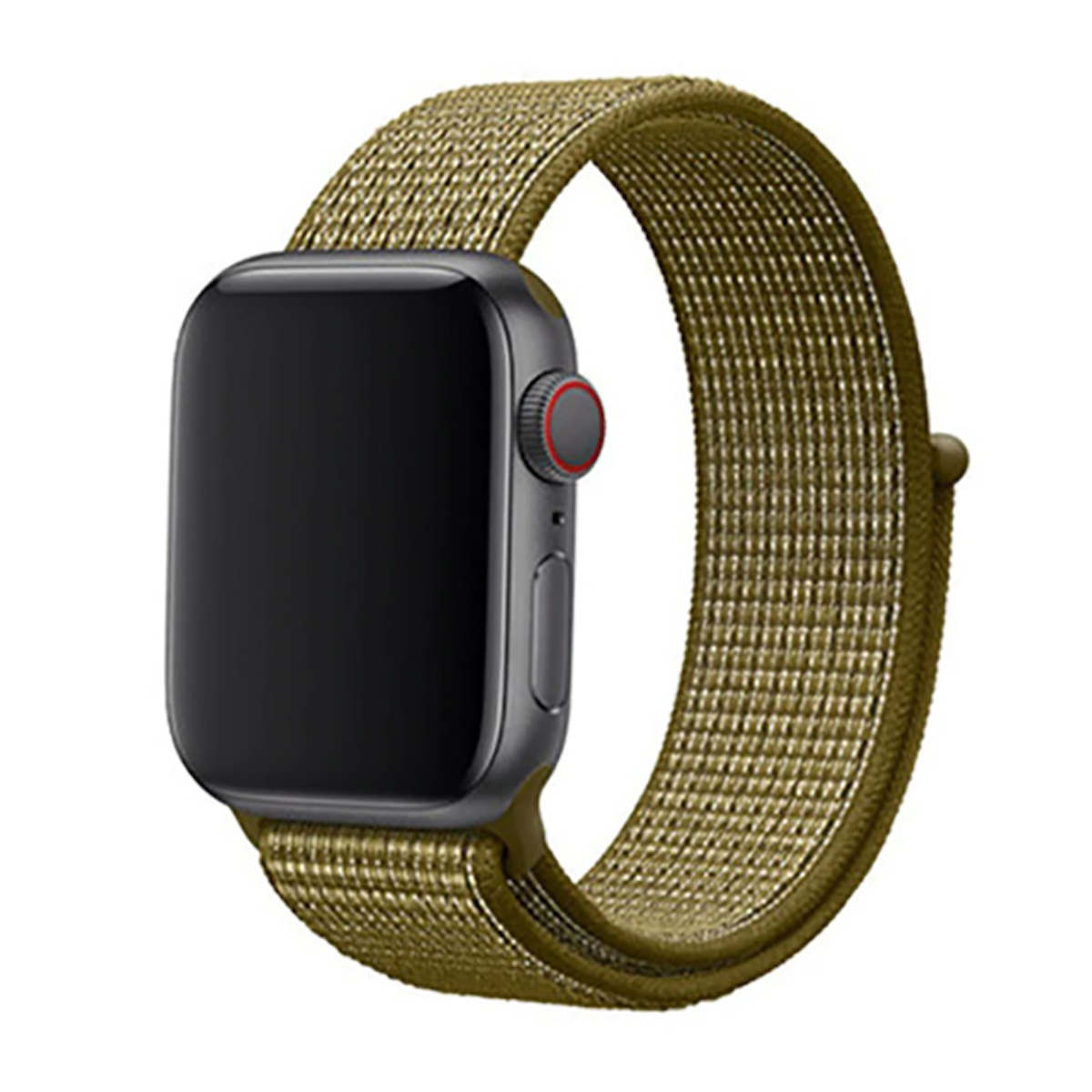 Apple Watch 38mm Uyumlu Kordon Hasır Örgü Cırt Cırtlı Terletmeyen Zore KRD-03 Kumaş Kayış 30-Olive Flak