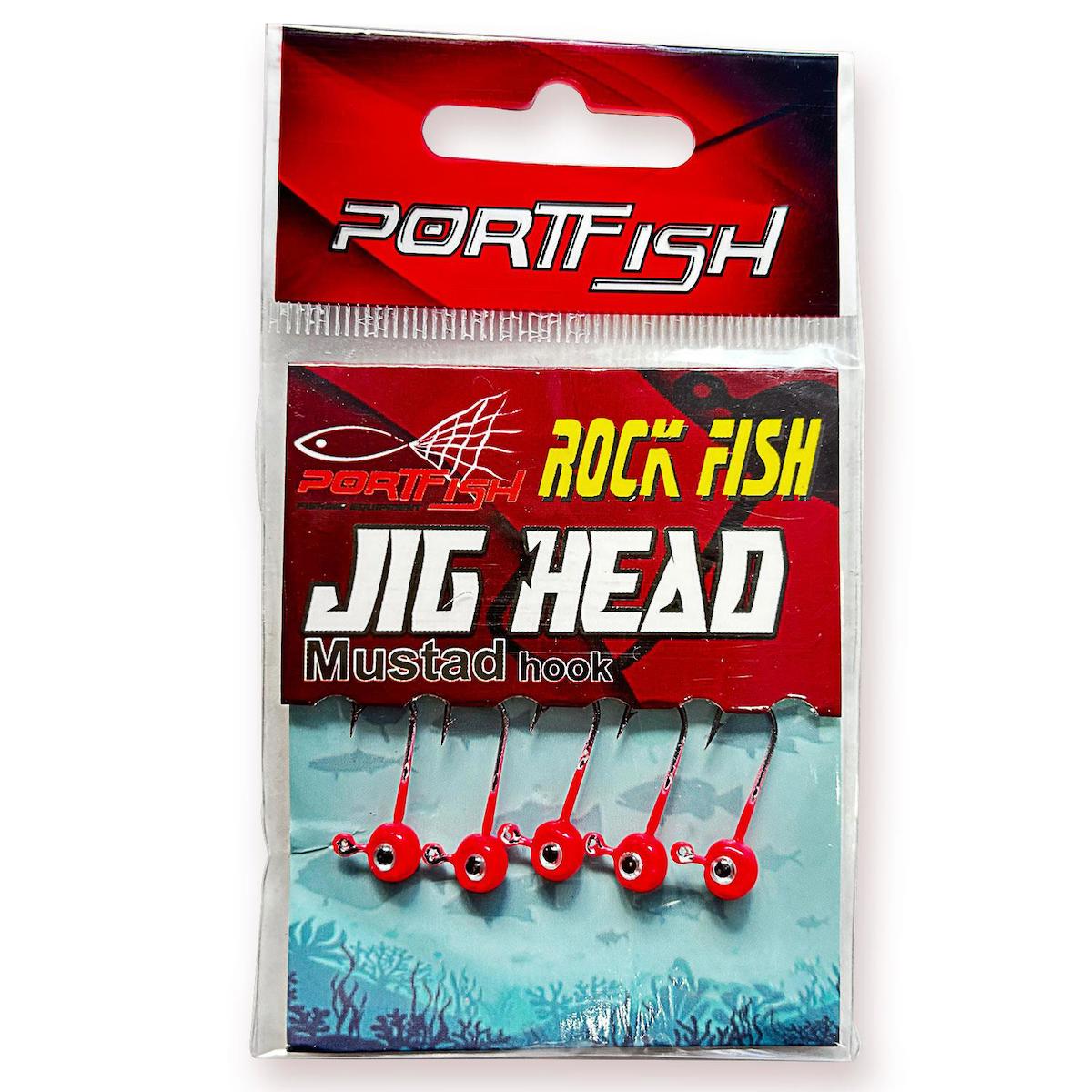 Portfish Kırmız Renkli ve Gözlü 5 Adet LRF Jig Head