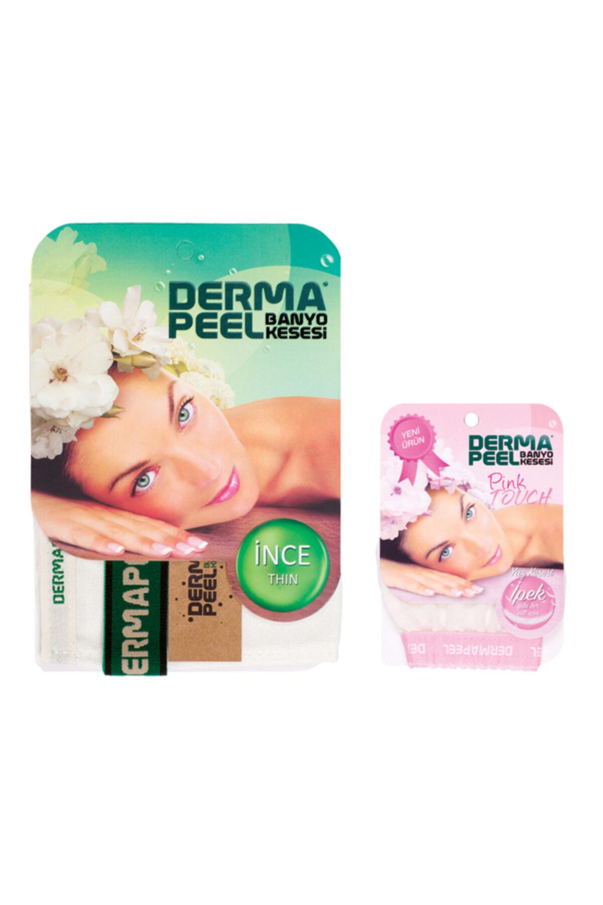 Dermapeel İnce Banyo Kesesi + Pink Touch Yüz Kesesi Set