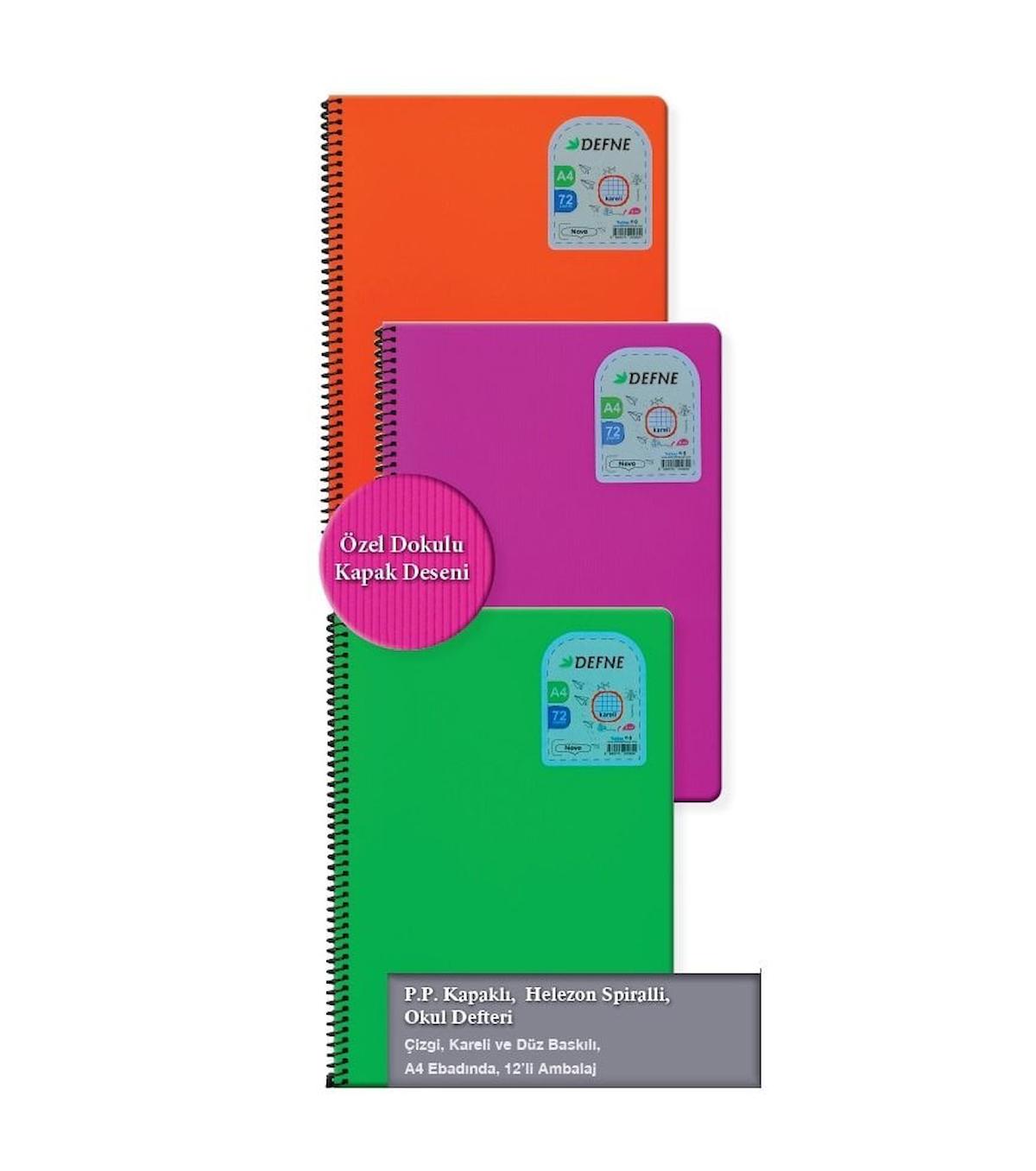 DEFNE DEFTER Defne 40/4 Metod Pp. Kapak Spiralli Defter