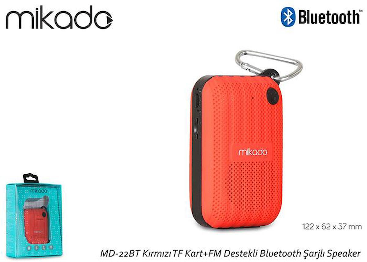 Mikado MD-22BT Kırmızı TF Kart+FM Destekli Bluetooth Şarjlı Speaker