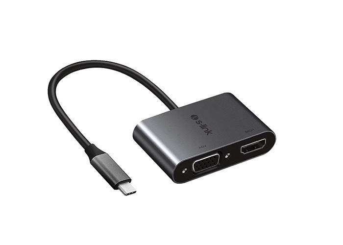 S-link Swapp SW-U516 4K 30Hz TypeC to HDMI + VGA Adaptör 