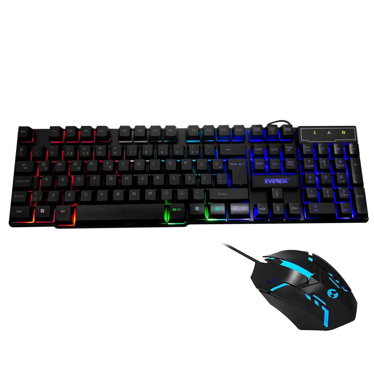 OYUNCU KLAVYE MOUSE SET KABLOLU LEDLİ EVEREST KM-G77 X-VAYNE