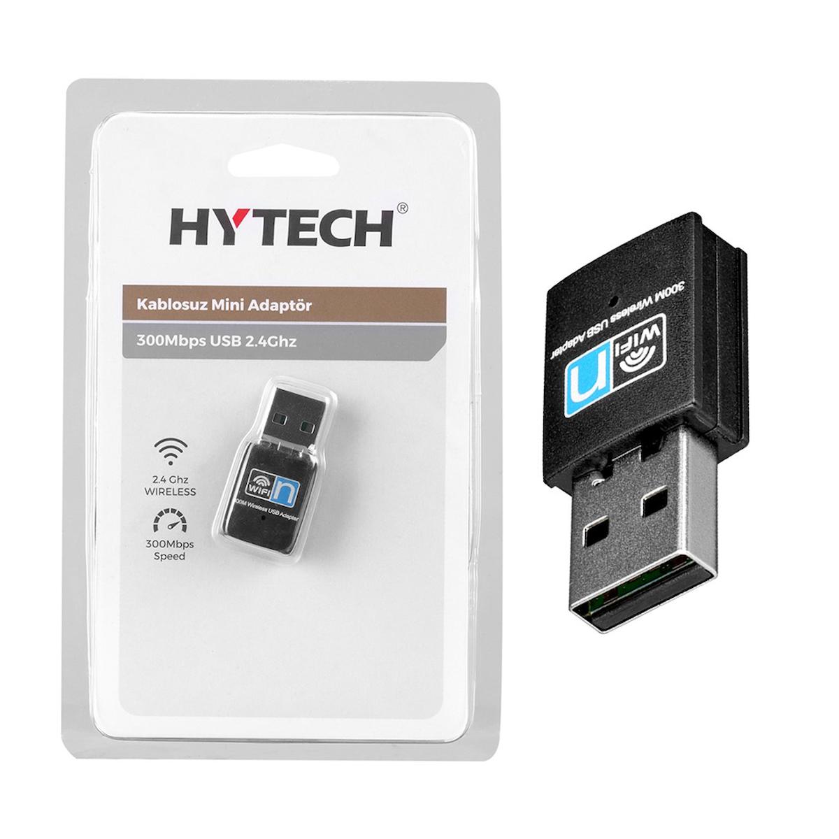 Hytech HY-300N 2.4GHz 300Mbps(2T2R) 2dBi Dahili Antenli Usb Kablosuz Mini Adaptör