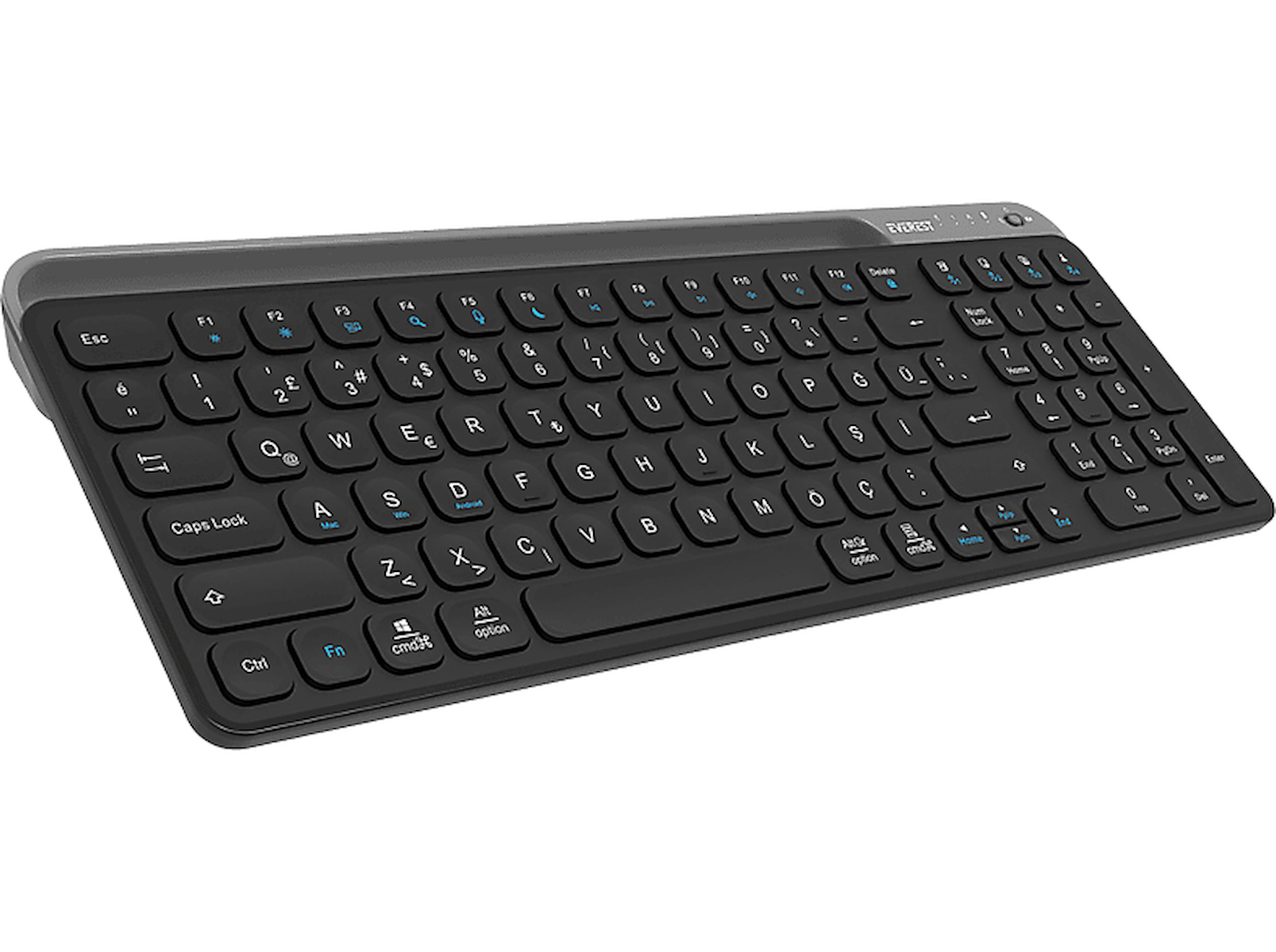 EVEREST KB-BT90 Bluetooth+ 2.4Ghz Telefon Tablet Standlı Şarjlı Q Mac/Win/Android/iOS Uyumlu Kablosuz Q Klavye