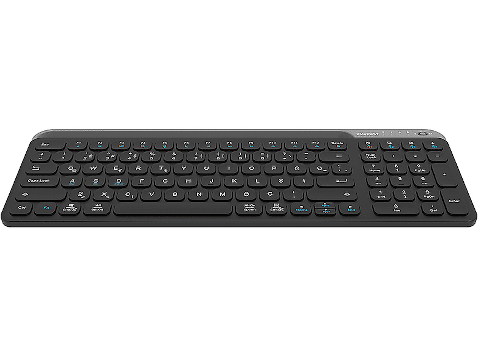 EVEREST KB-BT90 Bluetooth+ 2.4Ghz Telefon Tablet Standlı Şarjlı Q Mac/Win/Android/iOS Uyumlu Kablosuz Q Klavye