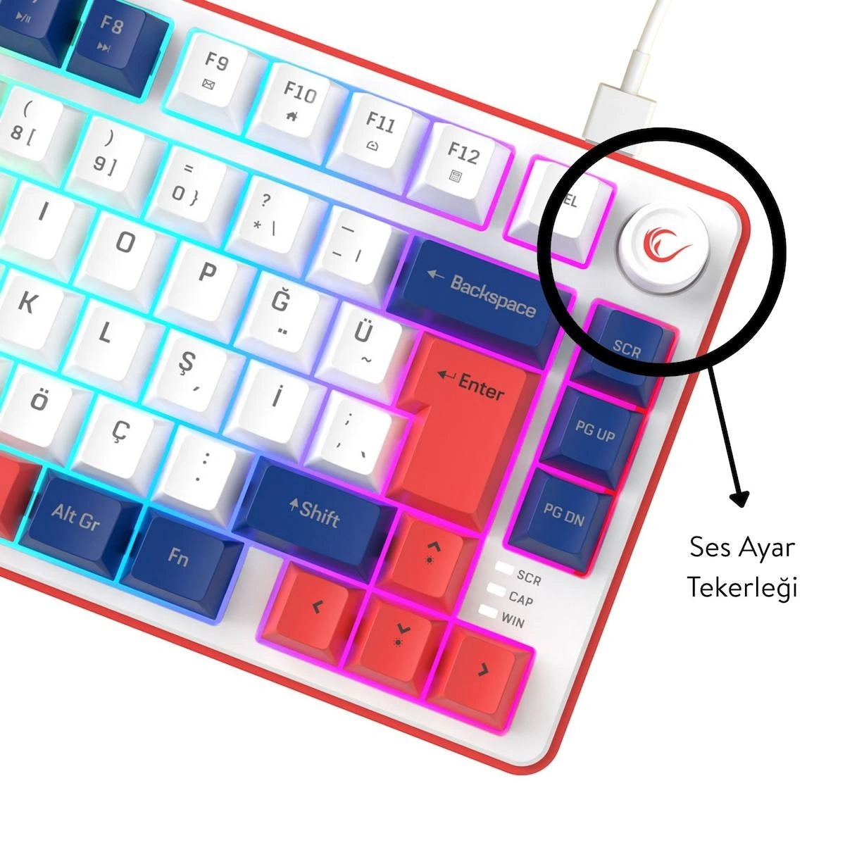 Clicky 75 Üç Renkli Mekanik Hisli RGB Türkçe Q Membrane Oyuncu Klavyesi