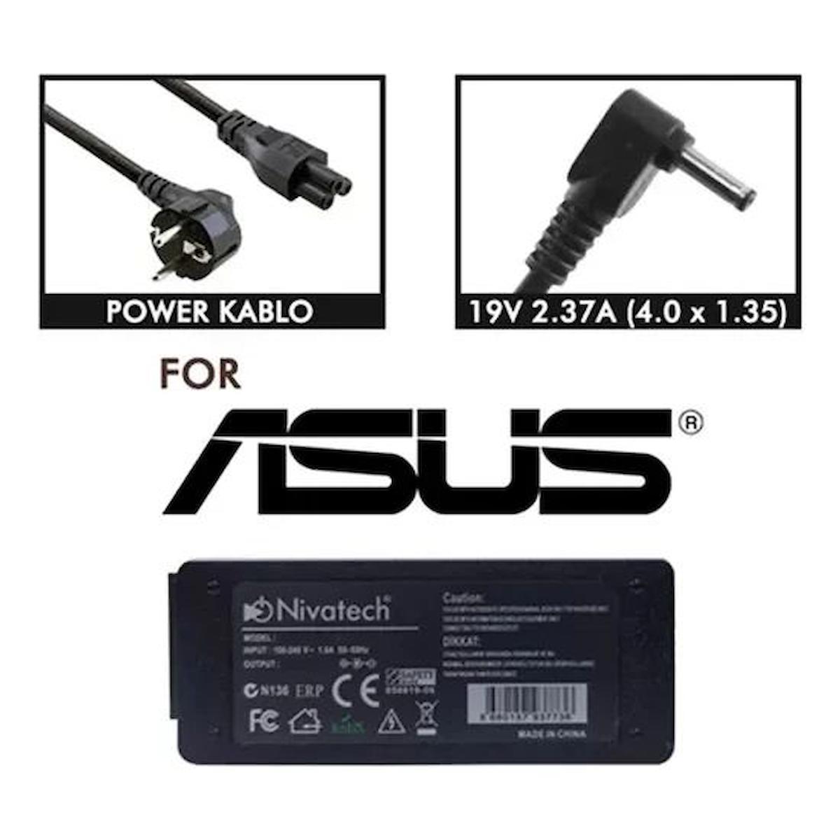 Nivatech BC968 ASUS 19V 2,37A (4,0*1,35mm) Adaptör