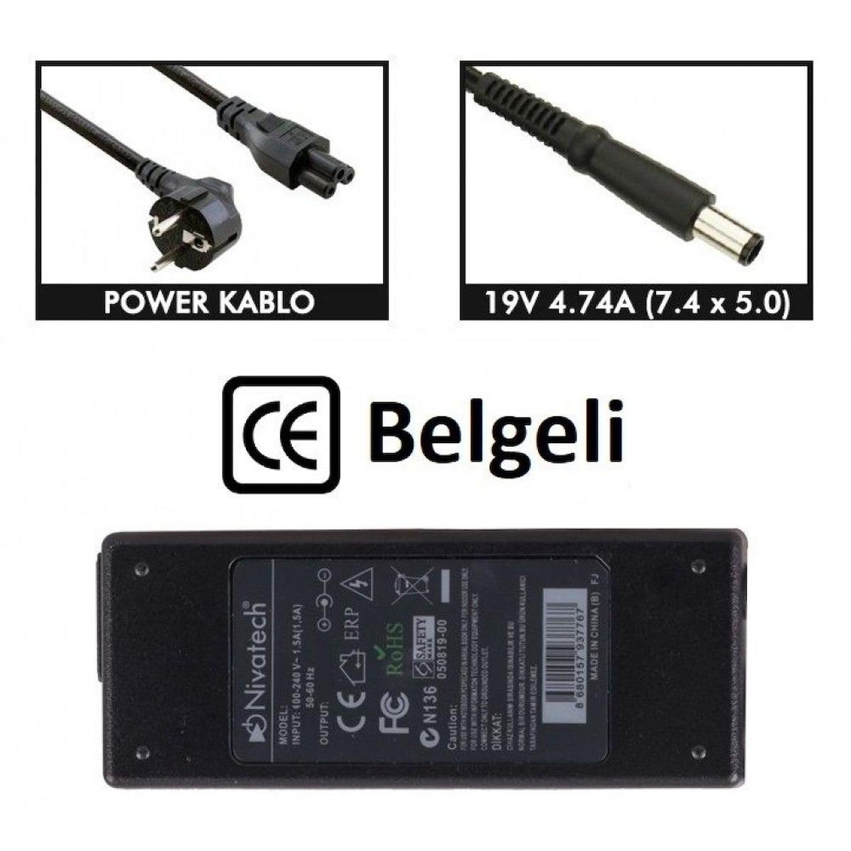 Nivatech BC912 HP 19V 4,74A (7,4*5,0mm) Adaptör