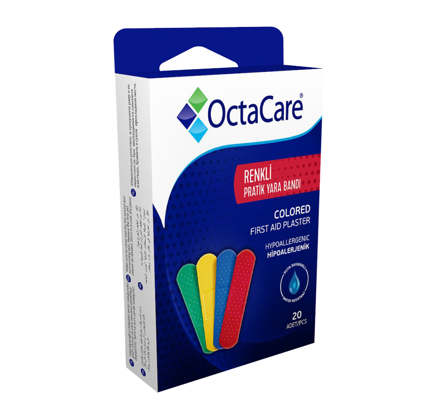 Octacare Renkli Yarabandı 1 Paket 20'li 