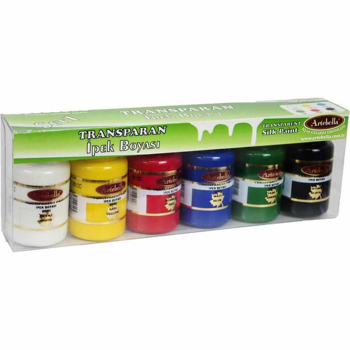 Kumaş Boyası İpek Boyası Boya Seti 50ml Boya Artebella Transparan İpek Boyası ABSTİ001 50 ml 6'Lı Set - 1